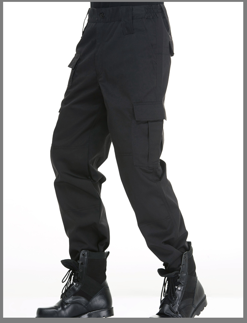 保安作训裤工作服劳保裤子黑色作训服安保春秋装长裤训练裤 斜纹春