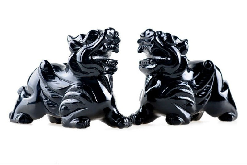 露梵芮 黑曜石貔貅摆件一对 聚财阵家居客厅饰品办公室摆设 小号12