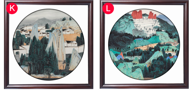 装饰画客厅现代卧室餐厅有框红实木山水墨花鸟风景远园圆景多图案田园 D 50*50cm/幅