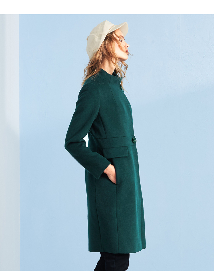 gloria/歌莉娅女装新品修身显瘦立领羊毛呢大衣外套179e6e220 b00黑色