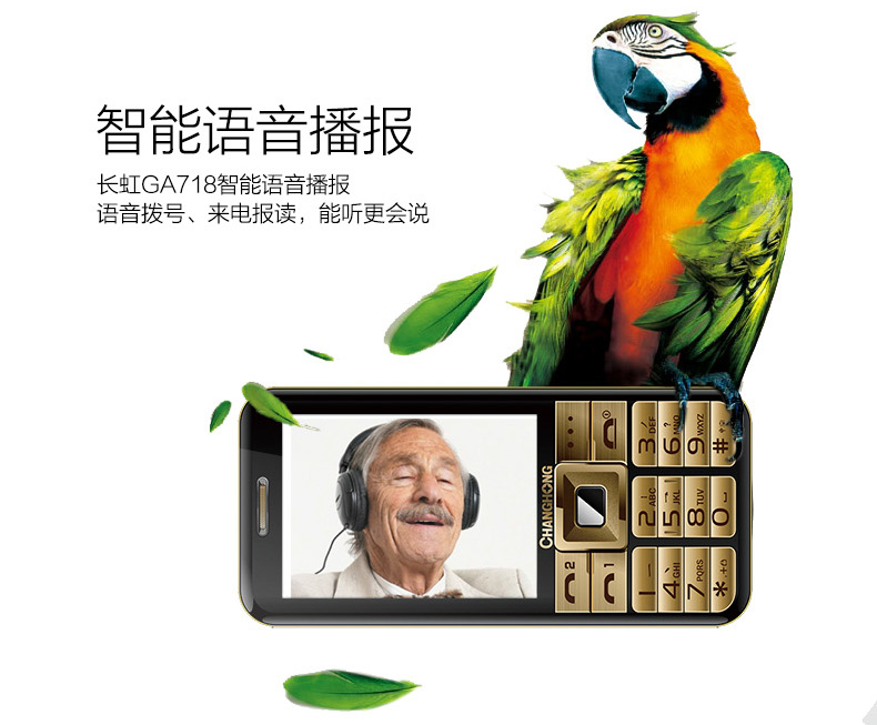 
                                        长虹（CHANGHONG）GA718 老人手机 移动/联通2G  双卡双待 黑色                