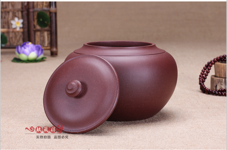
                                        玖晟祥 宜兴精品紫砂茶叶罐手工朱泥 普洱茶缸 存茶罐大号紫砂缸                