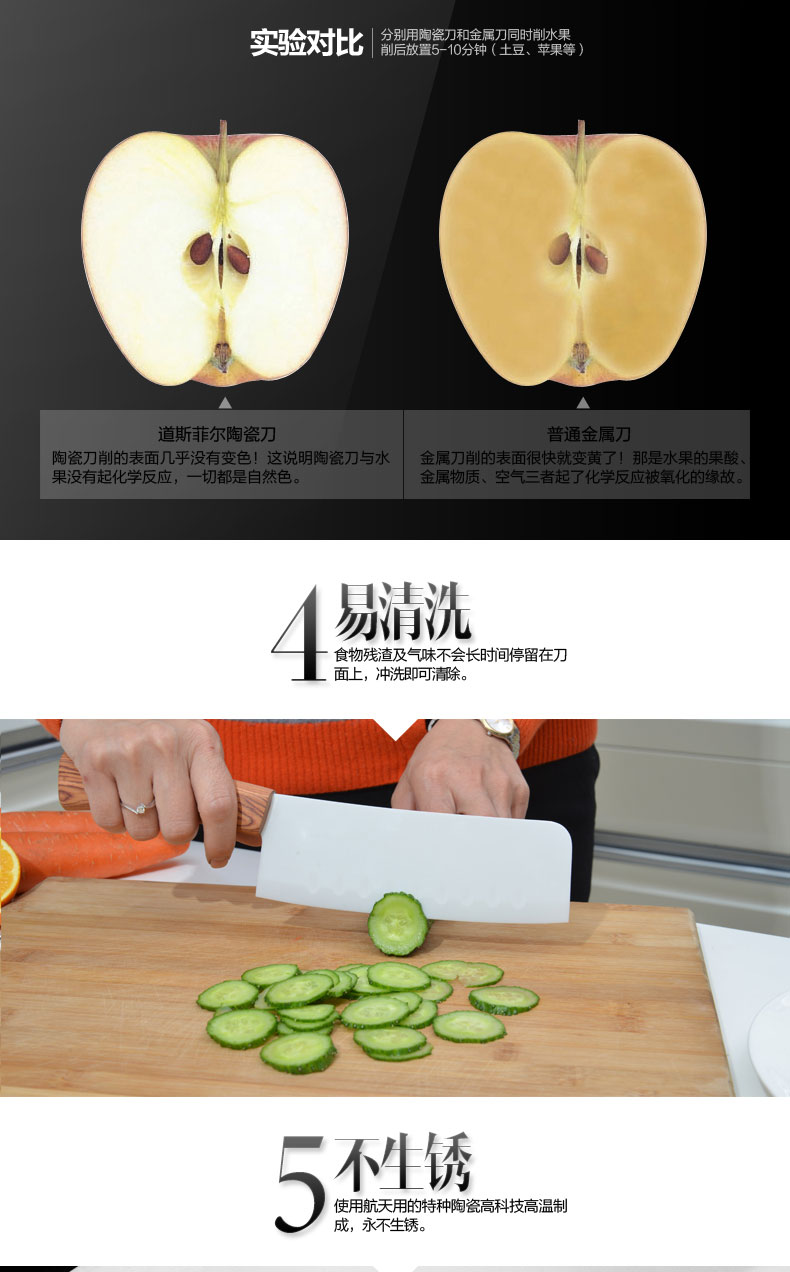道斯菲尔（DORSIFR BRAND）厨房刀具精品陶瓷刀 水果刀 礼盒套装 木质