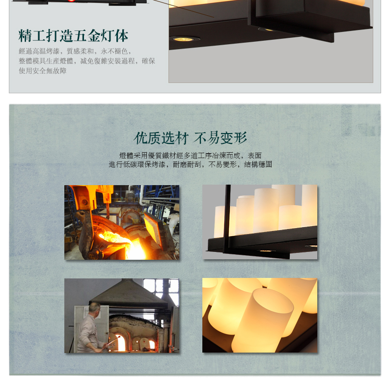 帕克丹顿  烛台玻璃吊灯客厅餐厅书房卧室灯具 美式乡村复古工业风吊灯 95CM-长方形送3WLED