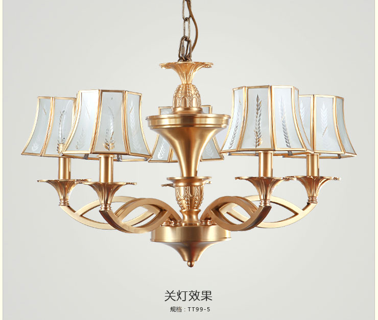 蒙特丽 客餐厅卧室吊灯TT99 美式乡村全铜灯具(B) 3头(66*40)cm