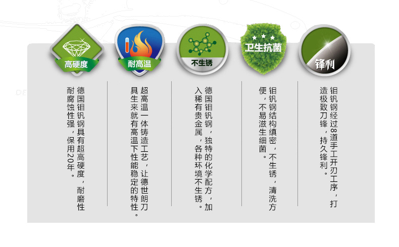 德世朗厨具 三德刀 德国进口钼钒钢 厨师刀 料理刀 蔬菜刀 西瓜刀LY-005