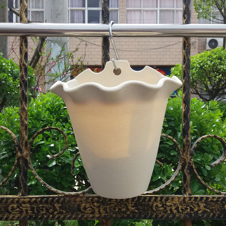 雪沫正品半圆形挂壁花盆罗马风格有储水托蓄水壁挂式彩色花盆环保花盆