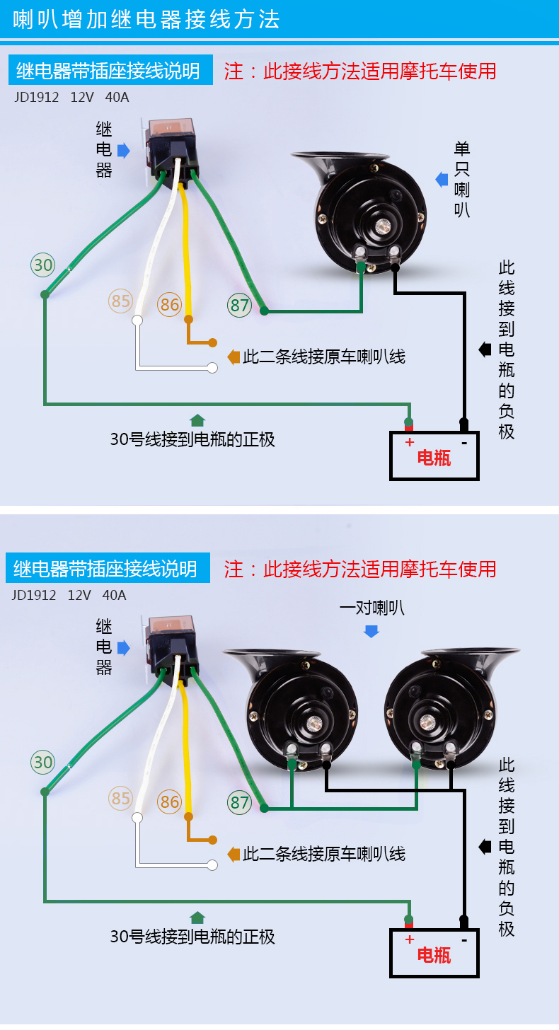 喇叭接线图解图片