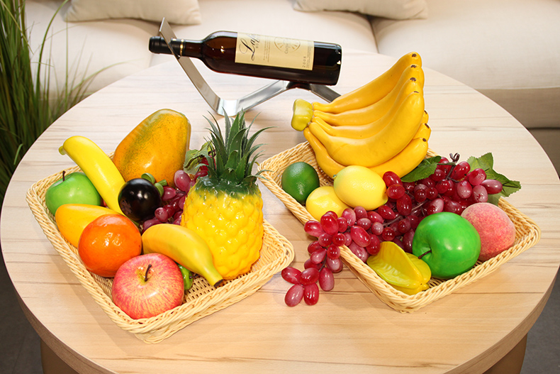 wo  高仿真水果套装带果盘 客厅样板间展厅橱柜假水果装饰摆件成盘