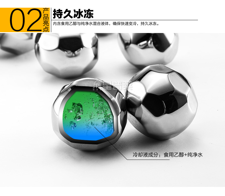 星普莱不锈钢冰块速冻冰粒冰格环保威士忌酒具伴侣Z030 钻石造型(8粒装送冰夹)