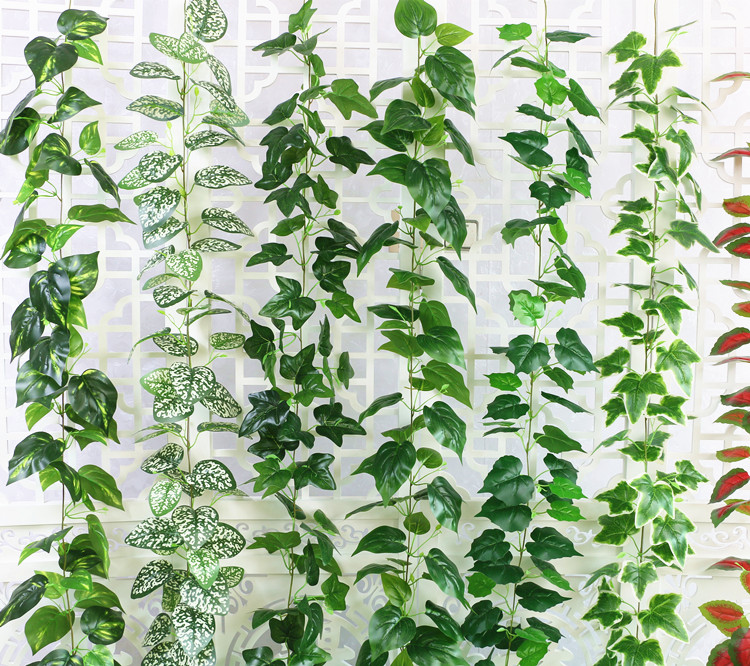仿真藤条绿萝叶装饰室内客厅墙壁假树叶绿藤藤蔓植物店铺店面假花 软