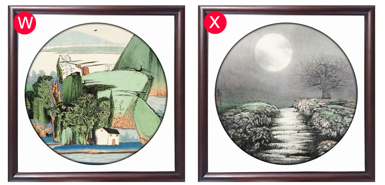 装饰画客厅现代卧室餐厅有框红实木山水墨花鸟风景远园圆景多图案田园 D 50*50cm/幅