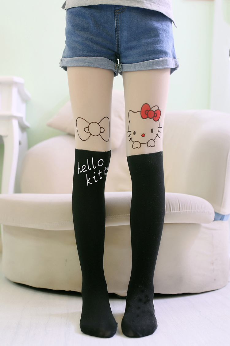 景欣怡儿童连裤袜女童丝袜春秋夏薄款拼接假中长筒打底袜子时尚可爱