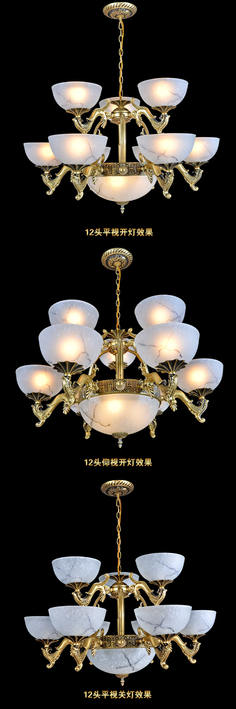 
                                        MX 经典款欧式吊灯 美式客厅吊灯 铁艺餐厅卧室吊灯具灯饰 3头 不带光源                