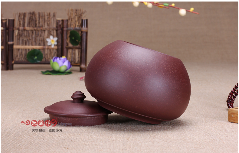 
                                        玖晟祥 宜兴精品紫砂茶叶罐手工朱泥 普洱茶缸 存茶罐大号紫砂缸                