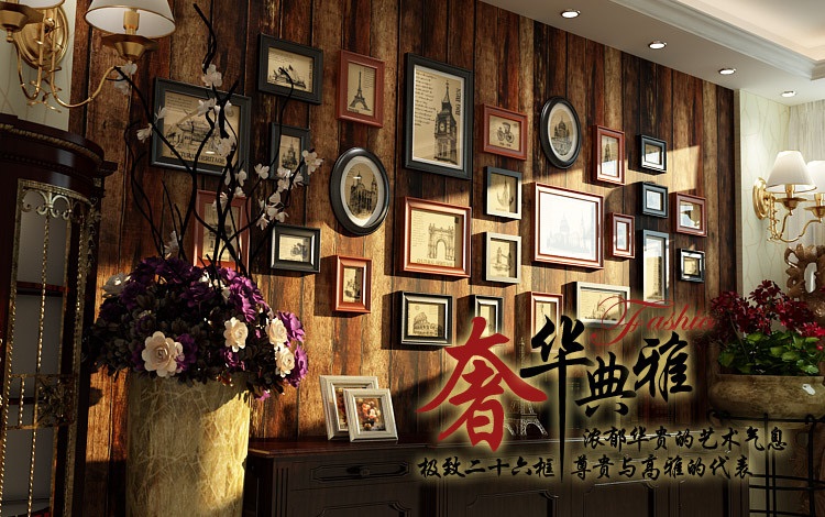 子轩IP165高端奢华款巴洛克精品实木相框创意照片墙/相框墙 胡白两色+斯凯画心