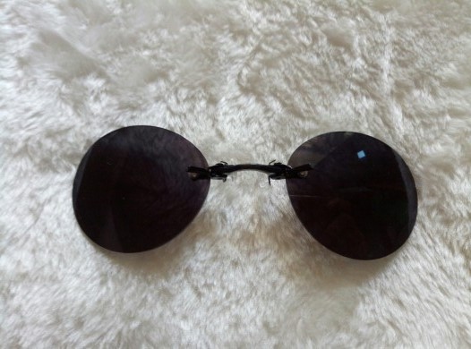 媚菲琪 夹鼻太阳镜复古金属太阳眼镜黑客帝国墨菲斯迷你墨镜 银框冰蓝