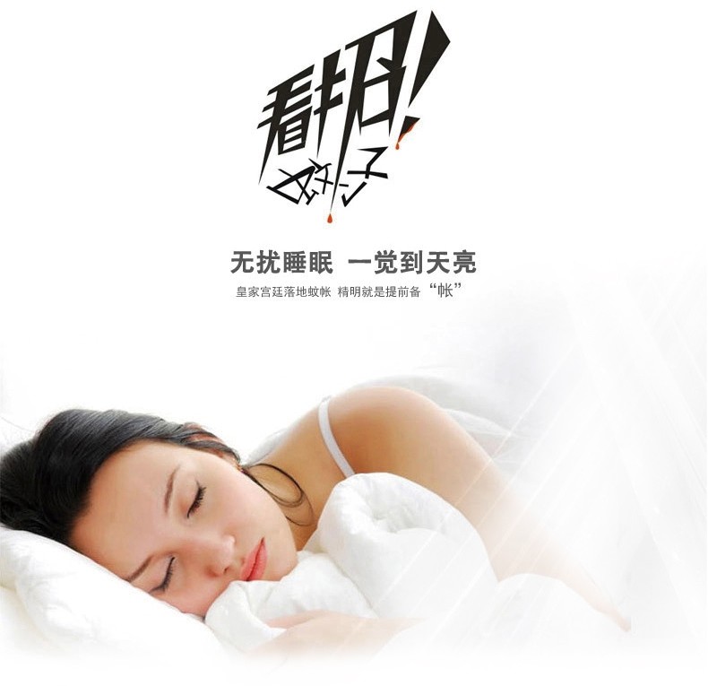 
                                        暖莎家纺 三开门不锈钢宫廷落地蚊帐夏凉床品1.5米/1.8米床适用 百花开-白色 1.8*2.0m床25mm立柱                