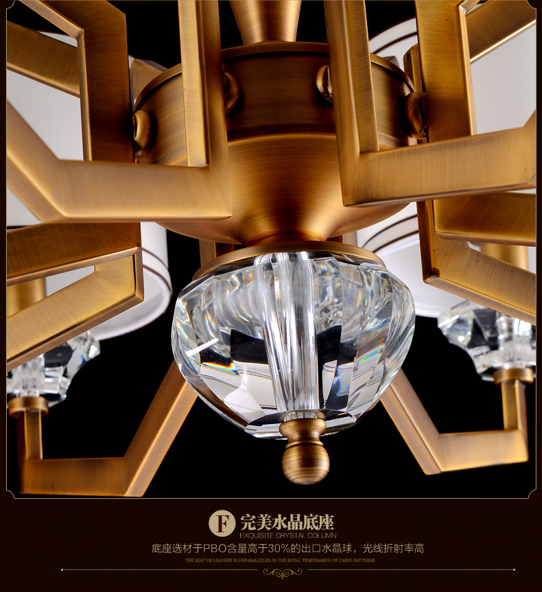 创琪 吊灯客厅灯美式简欧现代卧室书房餐厅仿铜铁艺灯具 8头配LED光源(暖光)