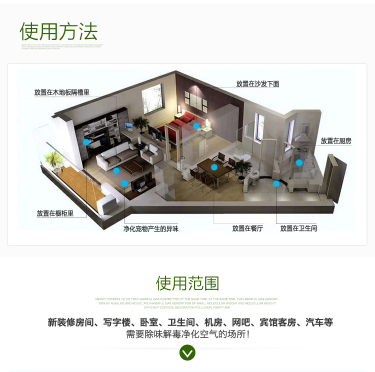 
                                        
                                        快活林 急入住活性炭除甲醛 装修新房除味活性竹炭包家用 1600g母婴炭                