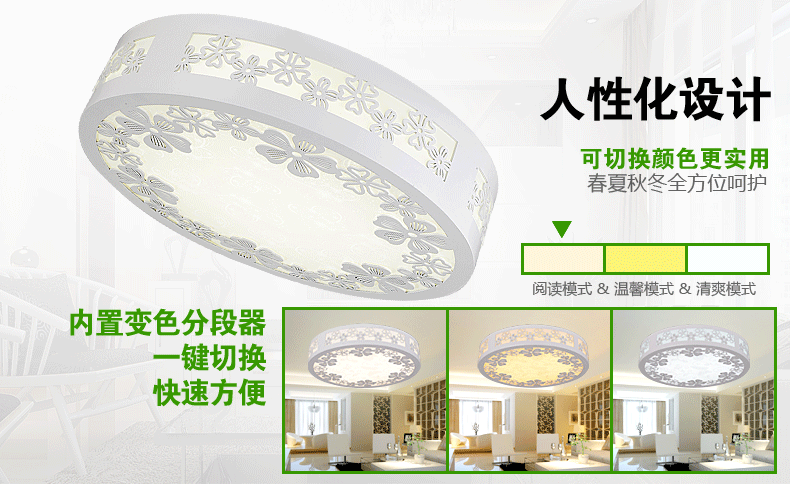 蒙特丽 客厅卧室灯书房餐厅过道省电王LED吸顶灯 MY-樱花(圆）简约田园木艺灯具(B) 30CM LED正白光12W