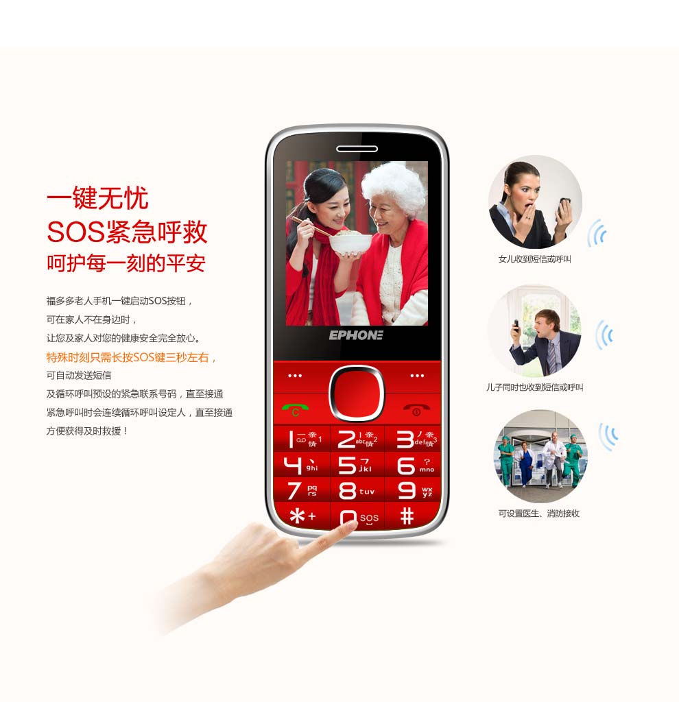 
                                        易丰（Ephone）E61VS  电信版CDMA 2G 老人手机 黑色                