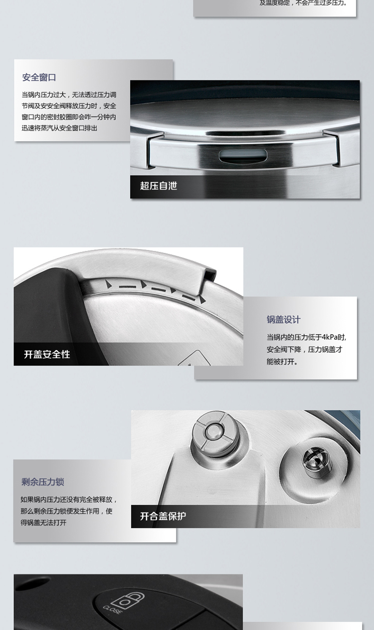 凌丰（LINKFAIR）按压式304不锈钢压力锅 电磁炉可用LFPC-JD 5507天蓝色 其他