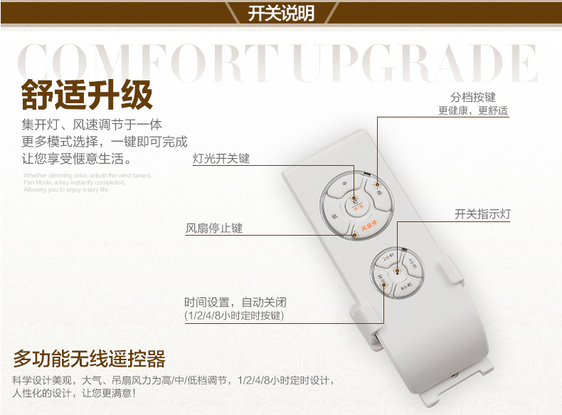 
                                        【支持货到付款】波西米亚 吊扇灯 铁叶风扇灯遥控客厅餐厅灯铜灯吊扇卧室吊灯扇 3头(不含光源)                