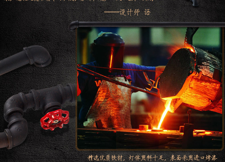 帕克丹顿  复古工业风爱迪生台灯  卧室书房酒吧咖啡厅个性创意水管铁艺台灯具