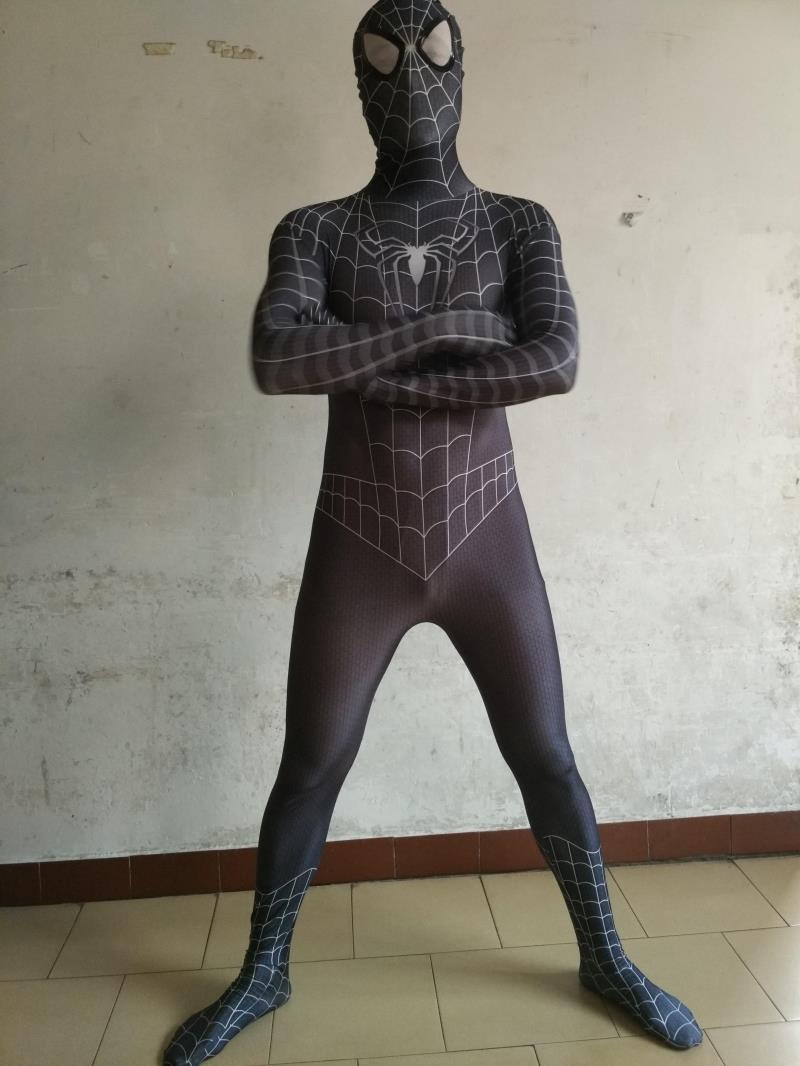 蜘蛛侠衣服男女儿童装大人万圣节演出聚会cosplay紧身衣套装 黑色160