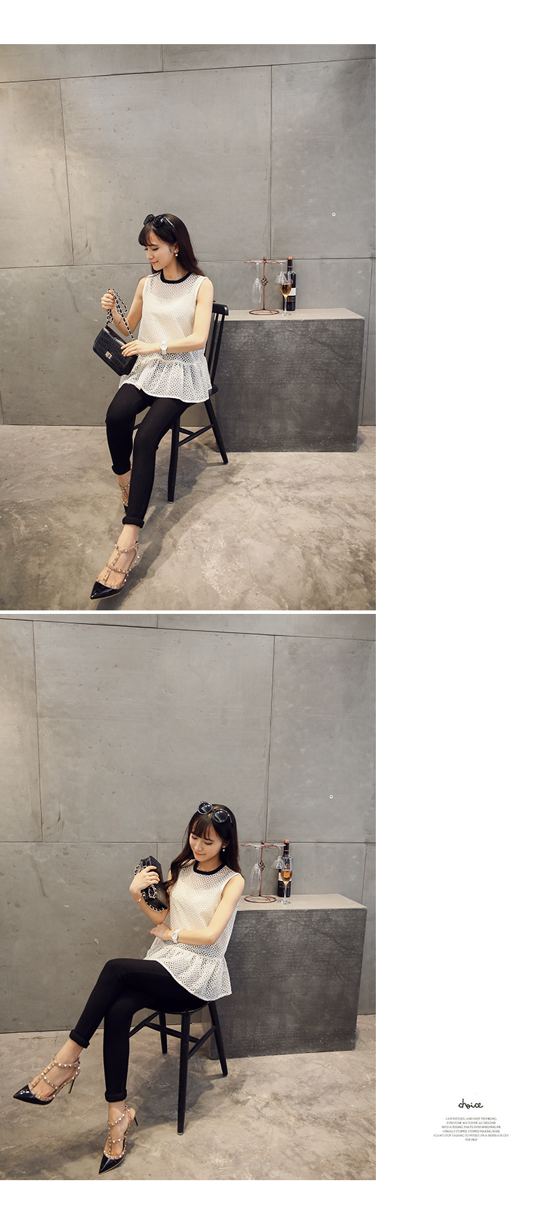 然初2015春夏装新款女装韩版修身圆领衬衫刺绣无袖蕾丝衫  C912 白色 S-参照尺码表数据选择