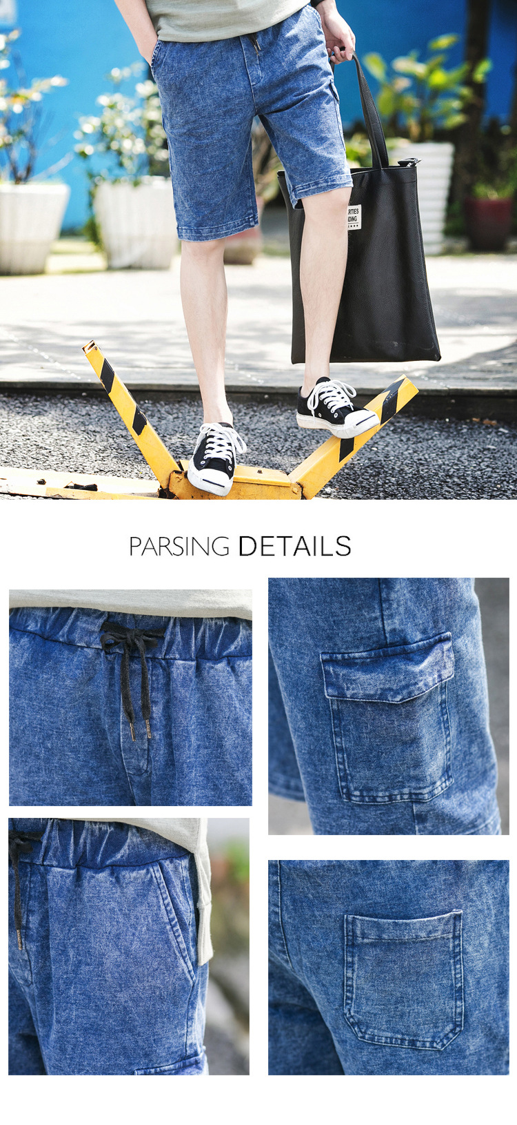 丹杰仕牛仔短裤男夏季韩版中裤休闲牛仔裤男五分裤时尚夏天男装 桔色