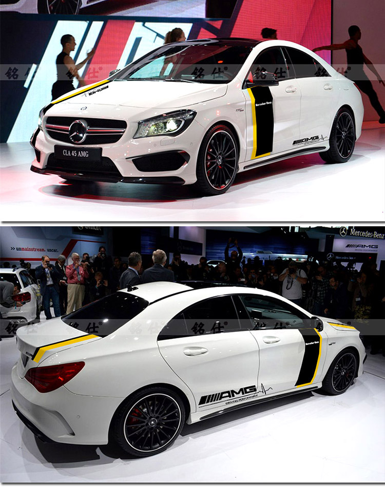 铭仕奔驰车贴amg个性改装装饰拉花a级汽车贴纸a180c200lcla级b级黑