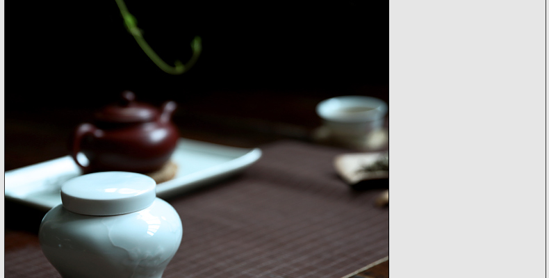 
                                        三勤堂 茶叶罐陶瓷茶仓 景德镇茶具青瓷密封普洱茶罐茶叶包装礼盒 荷花铜扣茶叶罐                