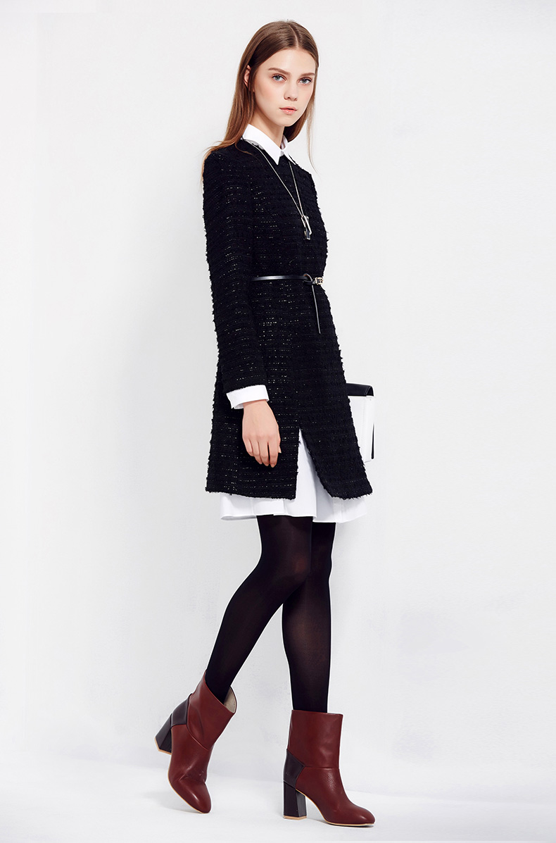 meacheal米茜尔 显瘦气质连衣裙中长款 正品新款女装 黑色 m_ 1折现价