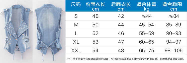 
                                        蓝莎域2017新款春秋牛仔马甲修身韩版马夹加大码背心D04C10583 深蓝色 XL                