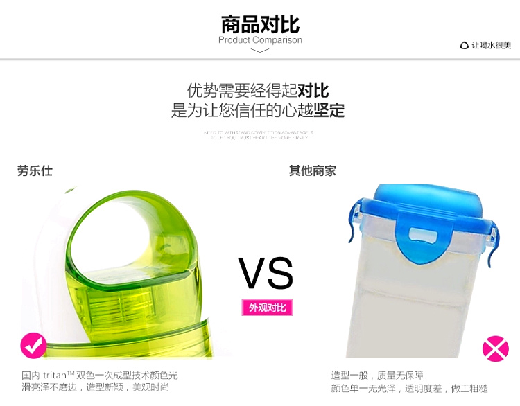 劳乐仕 创意水杯便携杯 随手杯 学生情侣杯运动水壶茶杯 塑料水杯 苹果绿500ml
