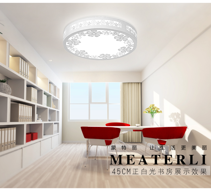 蒙特丽 客厅卧室灯书房餐厅过道省电王LED吸顶灯 MY-樱花(圆）简约田园木艺灯具(B) 30CM LED正白光12W