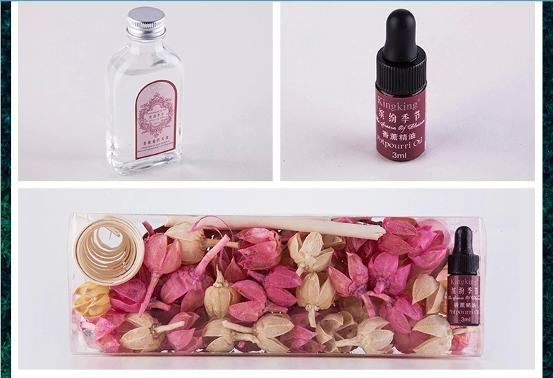 包邮 金王无火香薰精油室内香熏藤条挥发熏香礼盒 香薰干花套装 海滩漫步120ml大瓶精油-清爽怡人