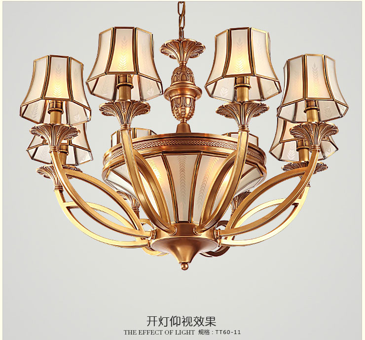 蒙特丽 客餐厅卧室吊灯TT99 美式乡村全铜灯具(B) 3头(66*40)cm