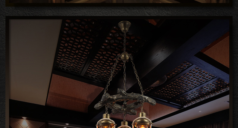 帕克丹顿 中式复古树脂吊灯 美式乡村仿古个性创意客厅餐厅书房卧室酒吧灯具麻绳地中海工程吊灯