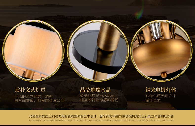 创琪 新美式吊灯欧式现代客厅灯卧室餐厅铜铁艺灯具 6头配LED光源(暖光)