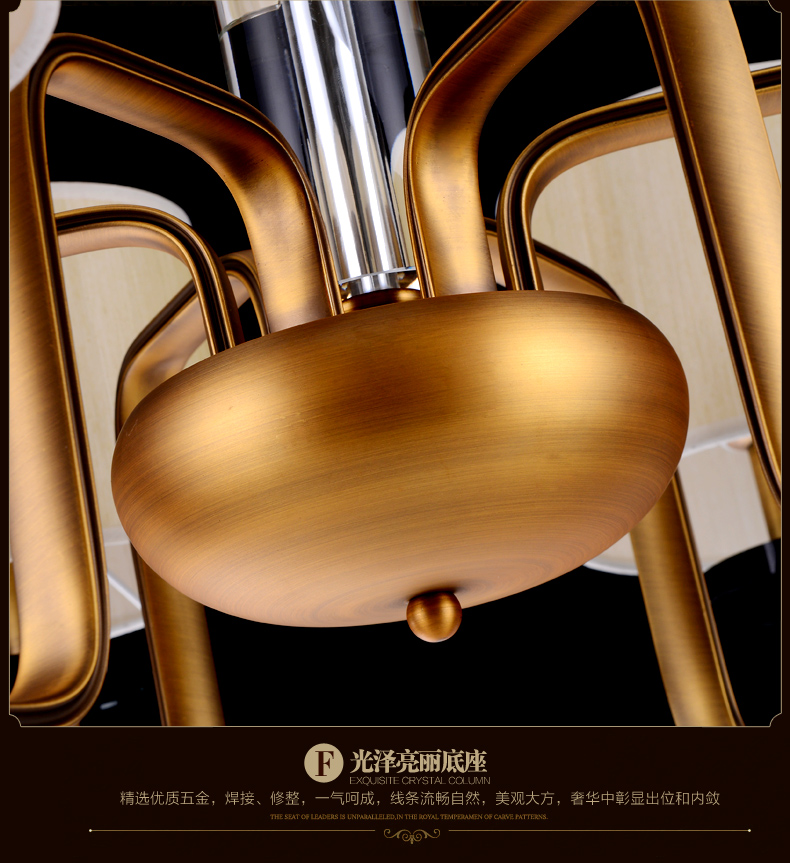 创琪 新美式吊灯欧式现代客厅灯卧室餐厅铜铁艺灯具 6头配LED光源(暖光)