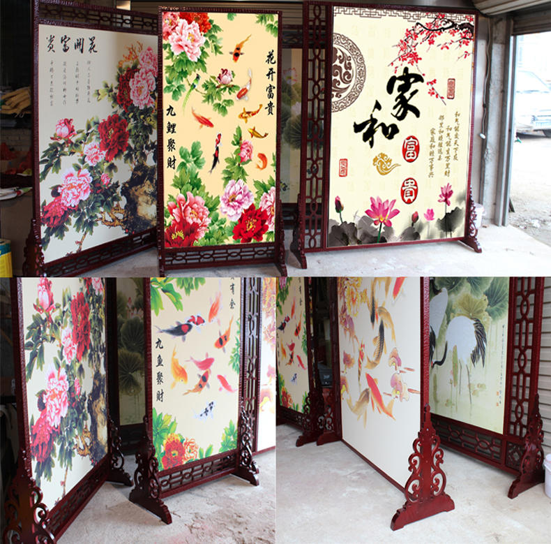 
                                        私人定制中式座屏 书房酒店隔断 办公室客厅双面屏风 022春风美景 160cm宽*180高 左镂空                