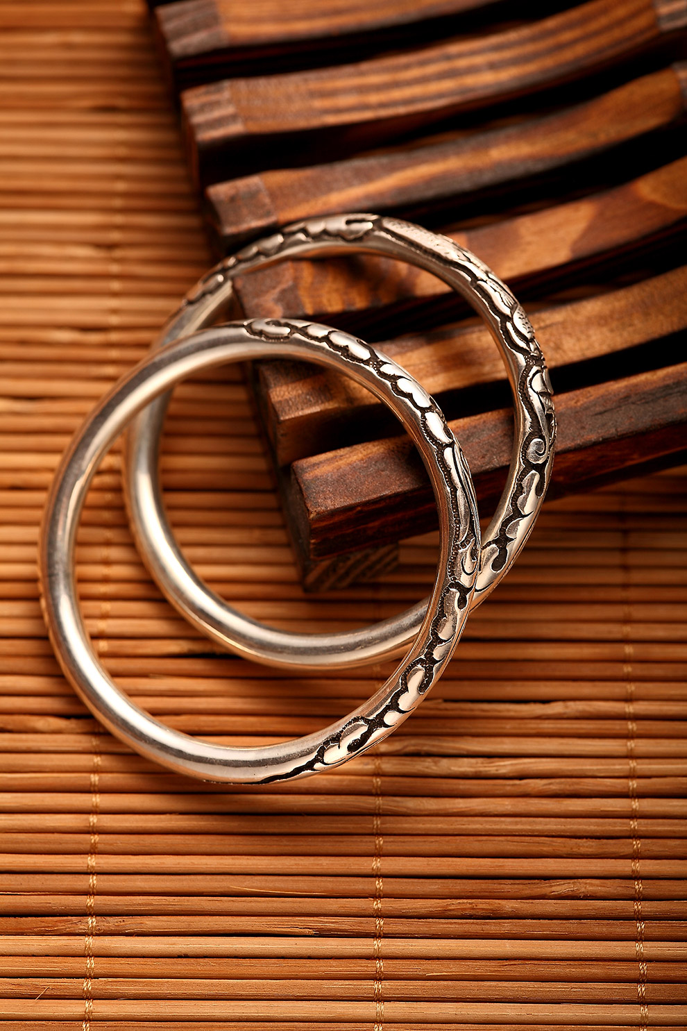 百银精品中国龙纯银手镯全手工打制雕刻999足银 100克 中号内径