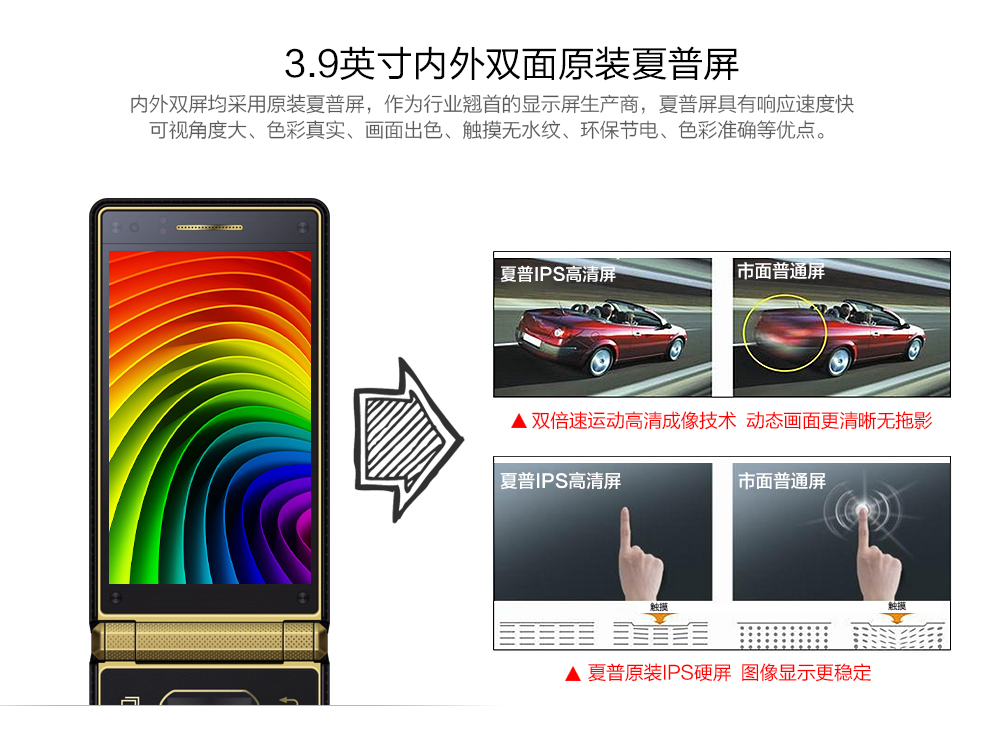 优思（Uniscope）U W2015 电信4G翻盖手机 双卡双待 金色