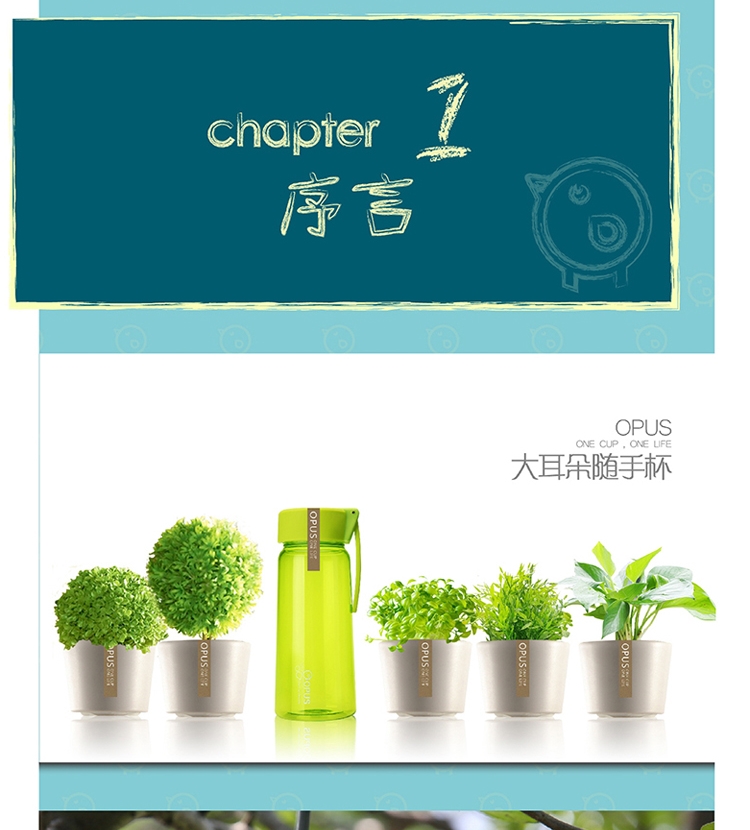 OPUS 创意带盖防漏果汁杯 塑料便携水壶 学生儿童水杯 SS-500 果绿色 500ML