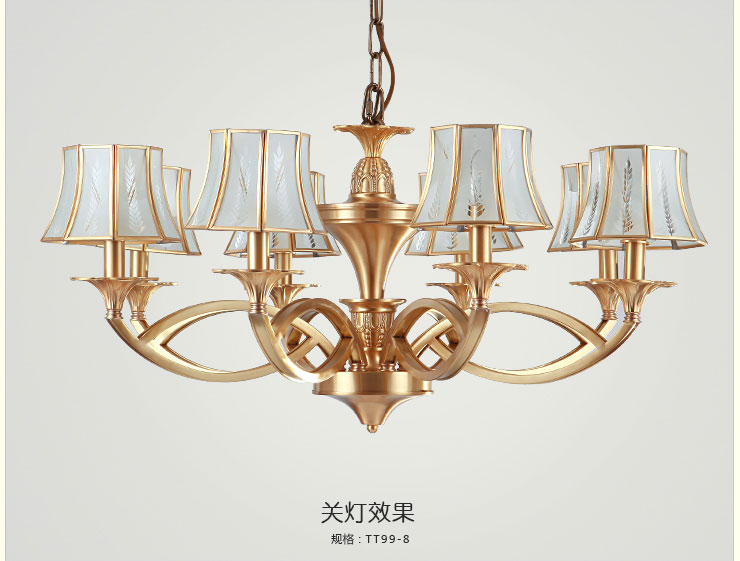 蒙特丽 客餐厅卧室吊灯TT99 美式乡村全铜灯具(B) 3头(66*40)cm