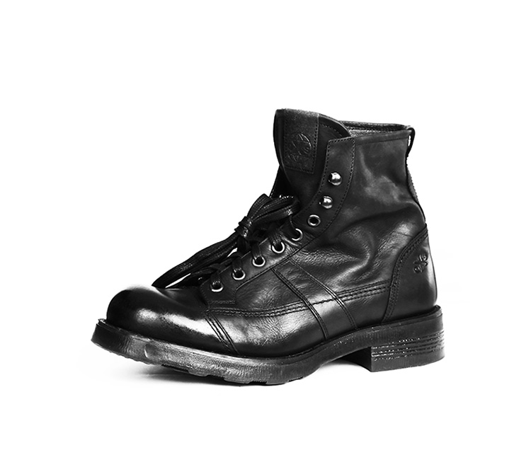 oxs意大利原产进口军靴牛皮欧美休闲户外男中筒马丁靴大码 黑色 40