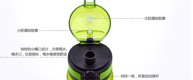 Uzspace优之磨砂进口塑料 水杯创意大容量太空杯户外运动水壶瓶防漏便携1000ml 蓝色